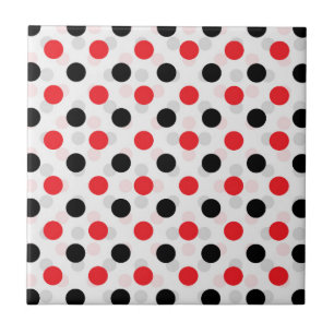Red Black Polka Dots Textile Muster Design Fliese