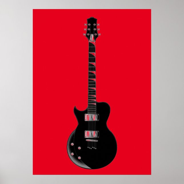 Red Black Pop Art Electric Gitarre Poster (Vorne)