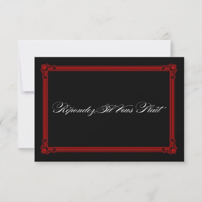 Red & Black Poster Style Wedding RSVP Cards (Vorderseite)