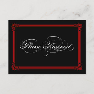Red & Black Poster Style Wedding RSVP Cards Karte