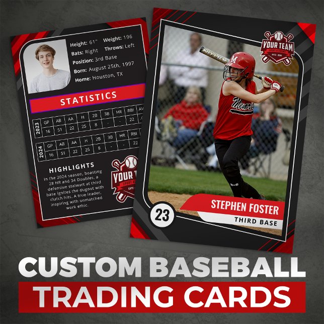 Red & Black Pro Baseball Trading Card Telefonnummerkarte (Von Creator hochgeladen)