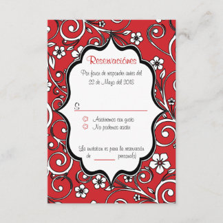 Red & Black Quinceañera Spanische RSVP Karte