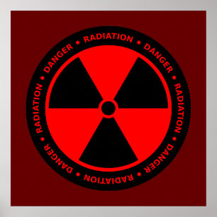 Red & Black Radiation Warning Poster