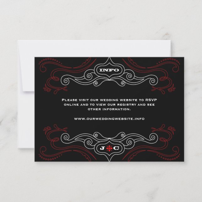 Red & Black Rock 'n' Roll Music Themed Wedding Einladung (Vorderseite)