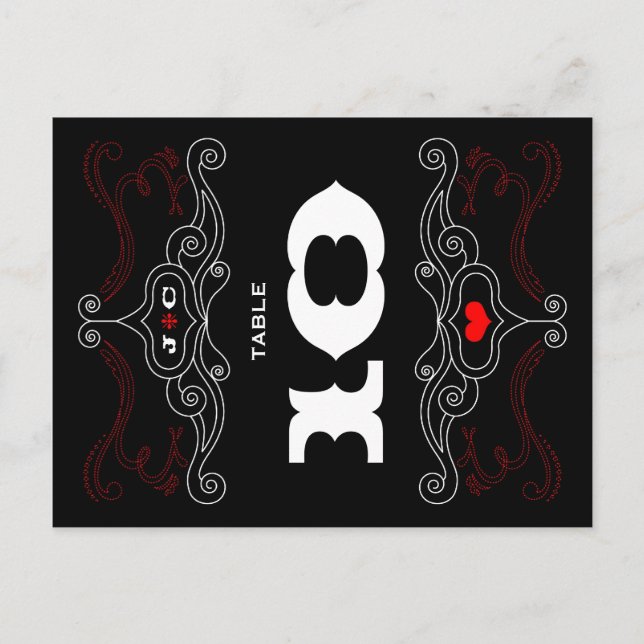 Red & Black Rock 'n' Roll Music Themed Wedding Postkarte (Vorderseite)