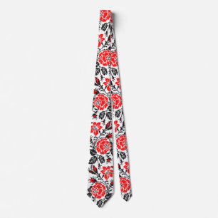Red&Black Rose Kreuzstich Russe-Muster Krawatte