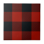 Red Black Rustic Buffalo Kariert Print Fliese<br><div class="desc">Sonderplatte</div>