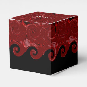 Red & Black Satin Curls Cube Fevor Box Geschenkschachtel