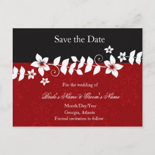 Red Black Save the Date Postcard Ankündigungspostkarte