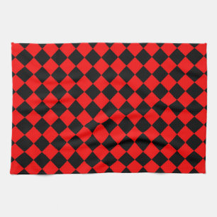 Red Black Schachbrett Diamond Pattern Geschirrtuch