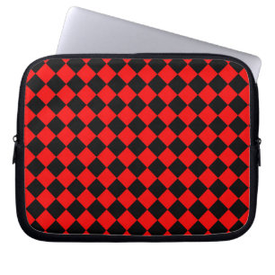 Red Black Schachbrett Diamond Pattern Laptopschutzhülle
