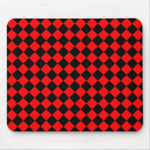 Red Black Schachbrett Diamond Pattern Mousepad