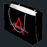 Red Black Script Giron Monogram Name Große Geschenktüte<br><div class="desc">Schwarz und Rot Einfache Script Monogram Name Geschenktasche. Das macht den perfekten 16 Geburtstag,  Hochzeit,  Brautparty,  Jubiläum,  Babydusche oder Junggeselinnen-Abschied Geschenktasche für jemanden,  der Lieben glamourösen Luxus und schicke Stile.</div>