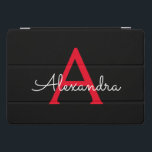 Red Black Script Giron Monogram Name iPad Pro Cover<br><div class="desc">Schwarz und Rot einfache Skriptmonogramm Name Laptop Case. Das macht den perfekten 16 Geburtstag,  Hochzeit,  Brautparty,  Jubiläum,  Babydusche oder Junggeselinnen-Abschied Geschenk für jemanden,  der Lieben glamourösen Luxus und schicke Stile.</div>