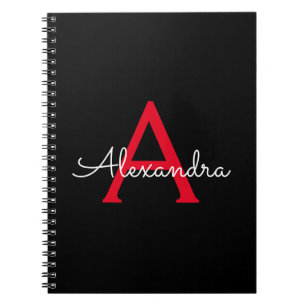 Red Black Script Giron Monogram Name Notizblock