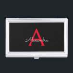 Red Black Script Giron Monogram Name Visitenkarten Dose<br><div class="desc">Schwarz und Rot Einfache Script Monogram Name Business Card Holder. Das macht den perfekten 16 Geburtstag,  Hochzeit,  Brautparty,  Jubiläum,  Babydusche oder Junggeselinnen-Abschied Geschenk für jemanden,  der Lieben glamourösen Luxus und schicke Stile.</div>