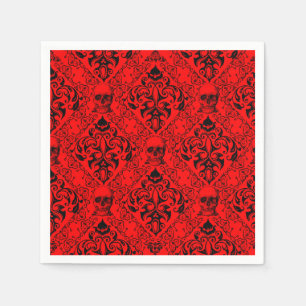 Red Black Skull Damask Halloween Dark Goth Muster Serviette