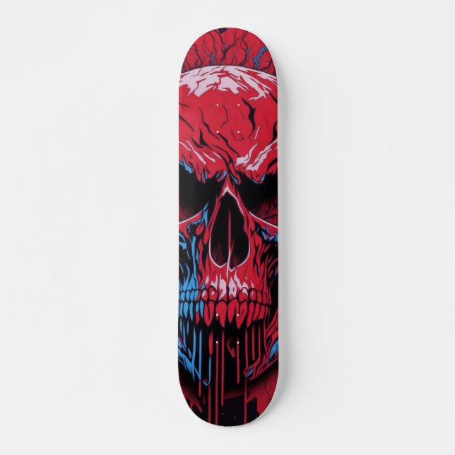 Red & Black Skull - Numb Skulls Design Skateboard (Vorne)