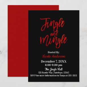 Red Black Sleek Shine Modern Jingle & Mingle Party Einladung