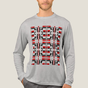 Red Black Small Tile Shapes - Linien Design Tri-Blend Shirt