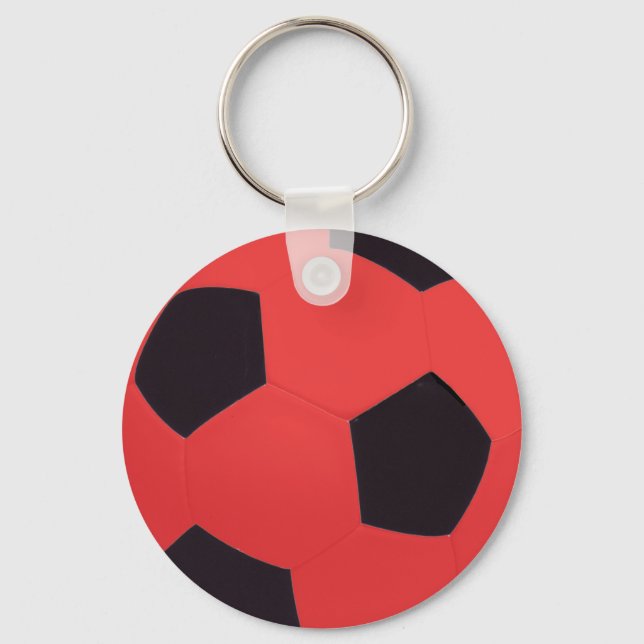 Red & Black Soccer Ball Schlüsselanhänger (Vorderseite)