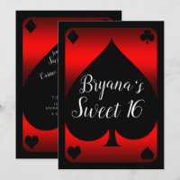 Red & Black Spade Glam Casino Sweet 16 Party