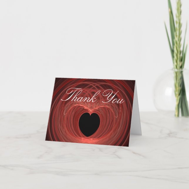 Red Black Spiral Abstrakt Heart Dankbarkeit Vorlag Dankeskarte (Vorderseite)