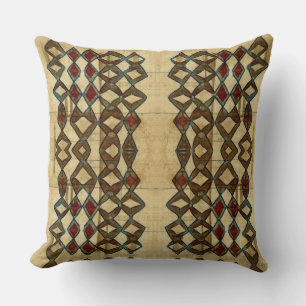 Red Black Tan African Diamond Pattern Tribal Kissen