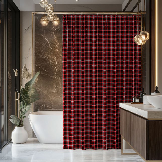 Red Black Tartan Curtain Gift for First Bathroom Duschvorhang (Red Black Tartan Curtain Gift for First Bathroom)