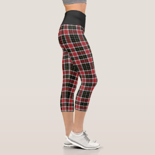 Red Black Tartan Karierte Karos Hochgebirgtes Capr Capri Leggings