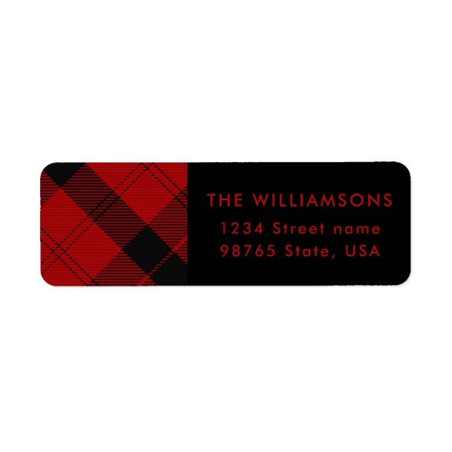 Red Black Tartan Weihnachts Custom Address (Vorne)