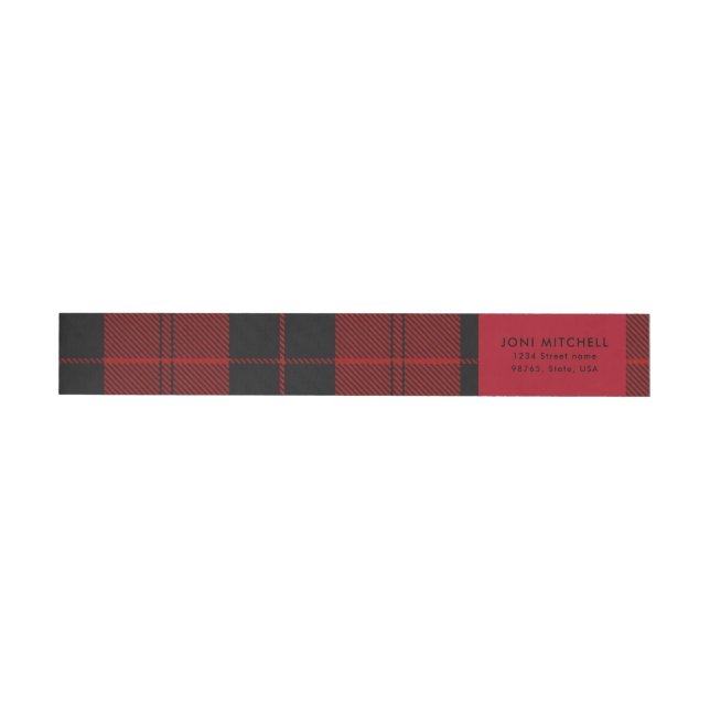 Red Black Tartan Weihnachts Custom Address Rundum-Adressaufkleber (Person)