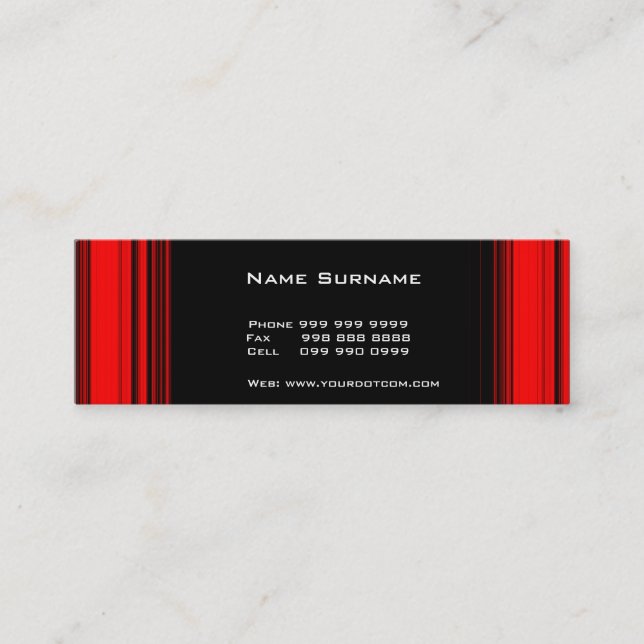 Red Black Thin Business Card 4 Mini Visitenkarte (Vorderseite)