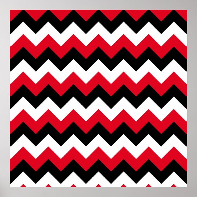 Red Black und White Zigzag Poster (Vorne)