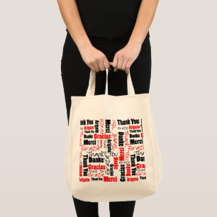 Red Black Vielen Dank Word Cloud Tragetasche