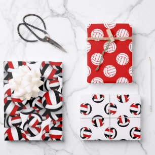 Red Black Volleyball Team feiert Geburtstag Geschenkpapier Set