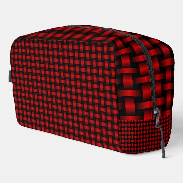 Red Black Weave Muster Toilettentasche Waschbeutel (Rechte Ecke)