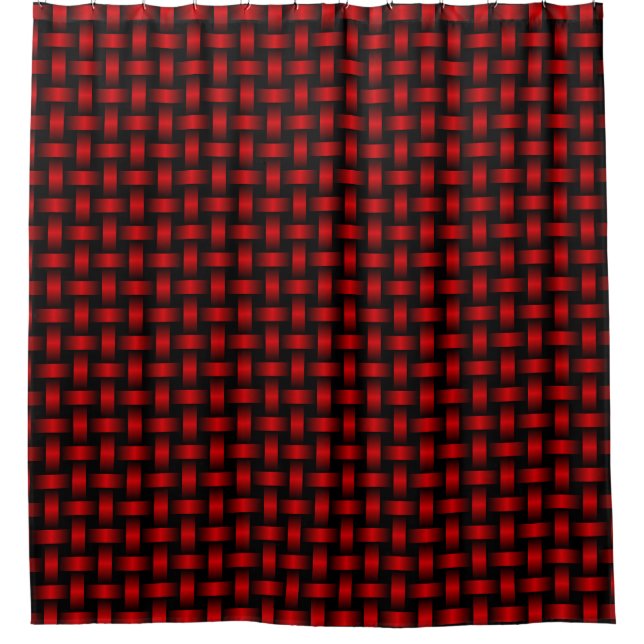Red Black Weave Pattern Duschvorhang (Vorderseite)