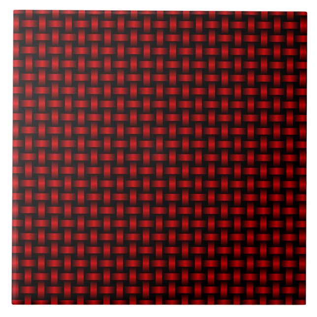 Red Black Weave Pattern Fliese (Vorderseite)