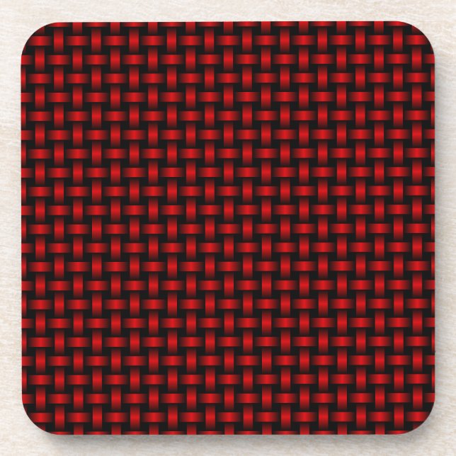 Red Black Weave Pattern Getränkeuntersetzer (Vorderseite)