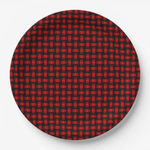 Red Black Weave Pattern Pappteller