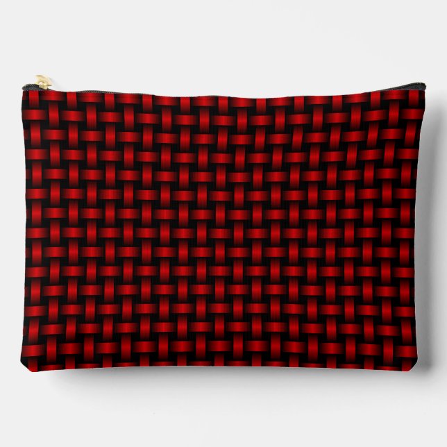 Red Black Weave Pattern Zubehörtasche (Vorderseite)