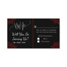Red Black Wedding RSVP Card