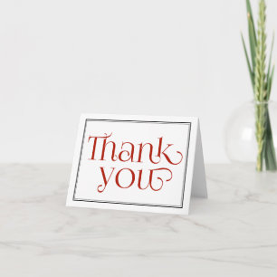 Red Black & White Calligrafy Danke Note Card