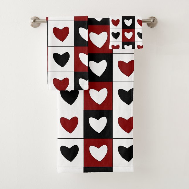 Red Black White Hearts Motif Valentines Day (En situation)