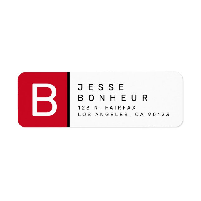 Red Black & White | Moderne Rücksendeadresse (Vorne)