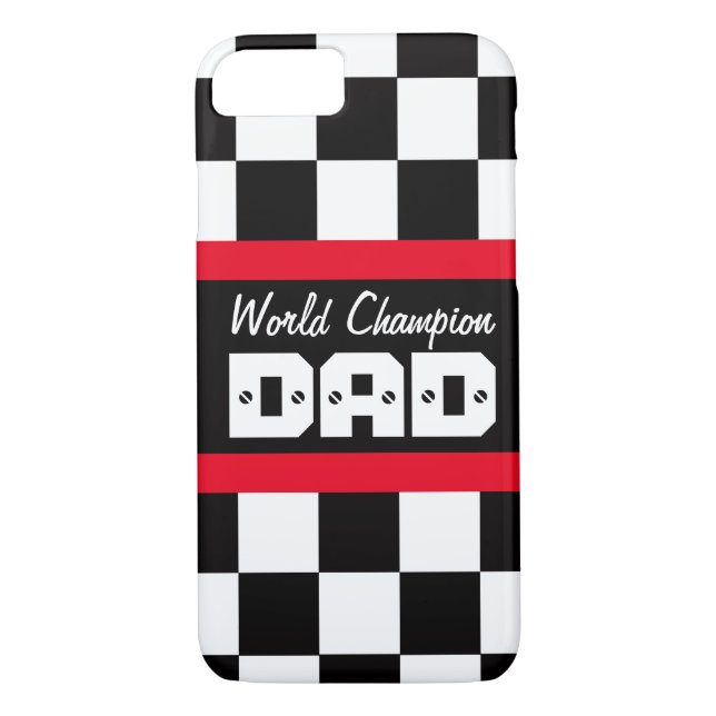 Red Black World Champion Papa i iPhone Case (Rückseite)