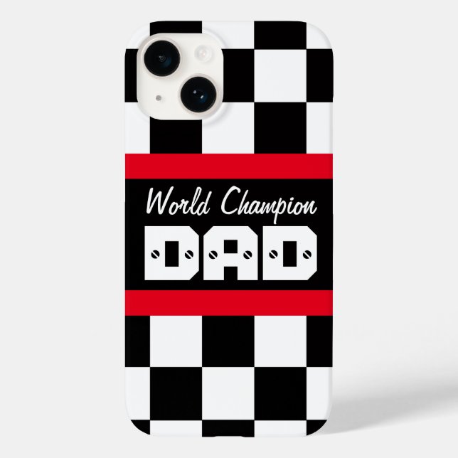 Red Black World Champion Papa i iPhone Case (Rückseite)
