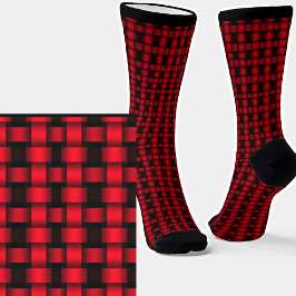 Red Black Woven Textur Socken