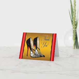 Red Black Yellow Gold High Heels Vielen Dank Dankeskarte